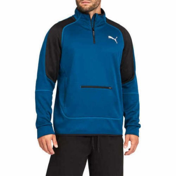 Puma Mens Blue Evostripe Half Zip Pullover Sweatshirt Jacket - Picture 1 of 4